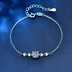 Moissanite Chain Bracelet in Sterling Silver