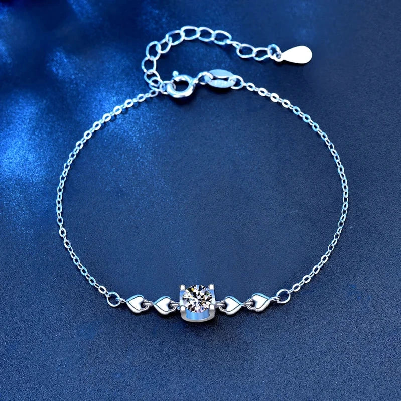 Moissanite Chain Bracelet in Sterling Silver