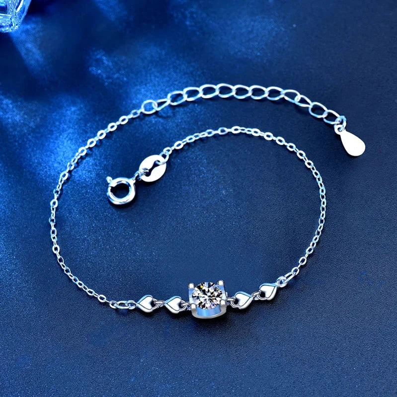 Moissanite Chain Bracelet in Sterling Silver