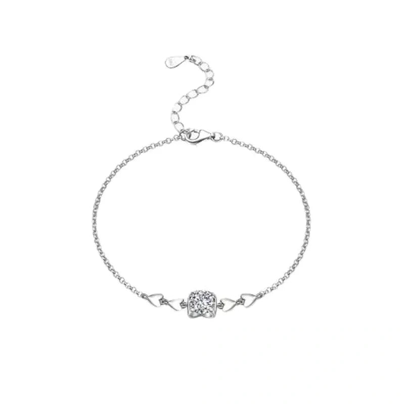 Moissanite Chain Bracelet in Sterling Silver