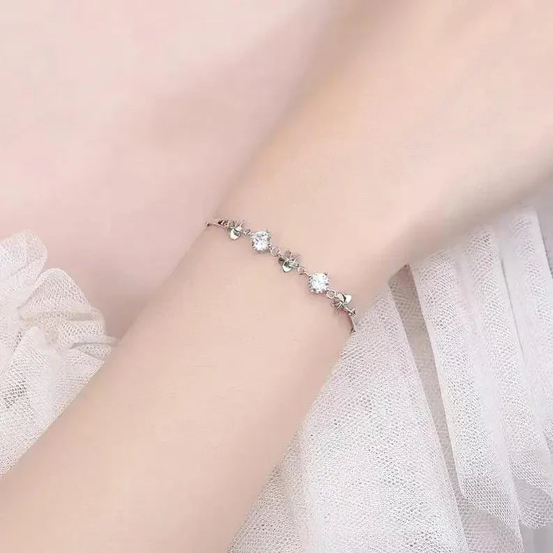 Round Cut Moissanite Gold Bracelet