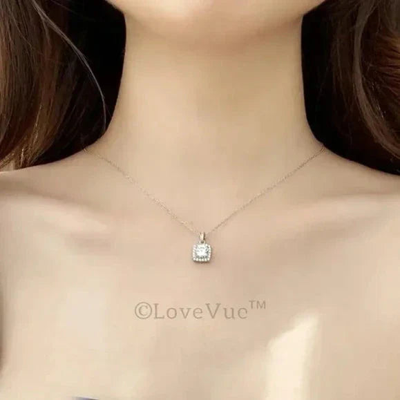 Certified Diamond Drop Halo Necklace