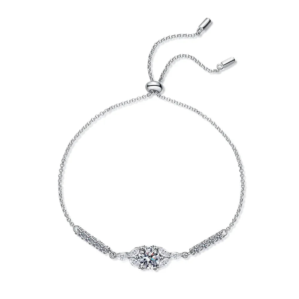 Moissanite Star Blossom Silver Bracelet