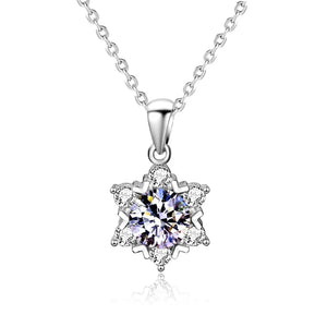 Moissanite Snowflake Silver Necklace