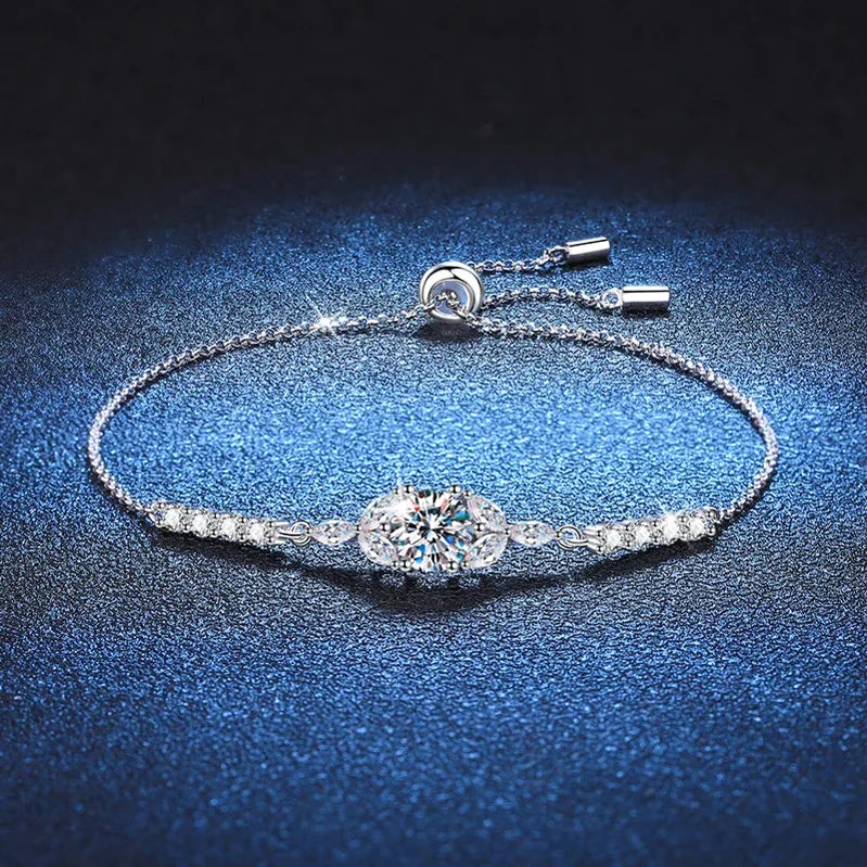 Moissanite Star Blossom Silver Bracelet