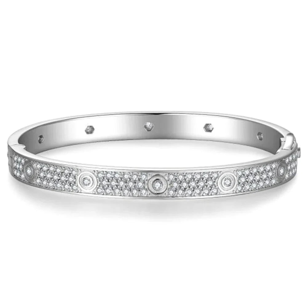 WUIHA Moissanite Silver Bangle Bracelet