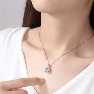 Square Stone Pendant Necklace