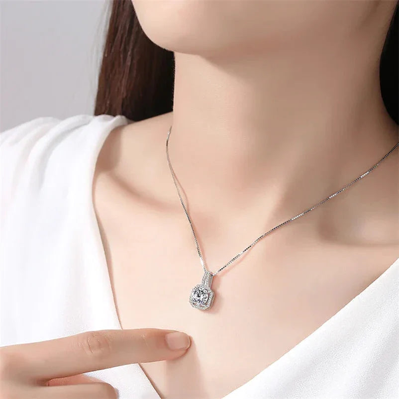 Square Stone Pendant Necklace