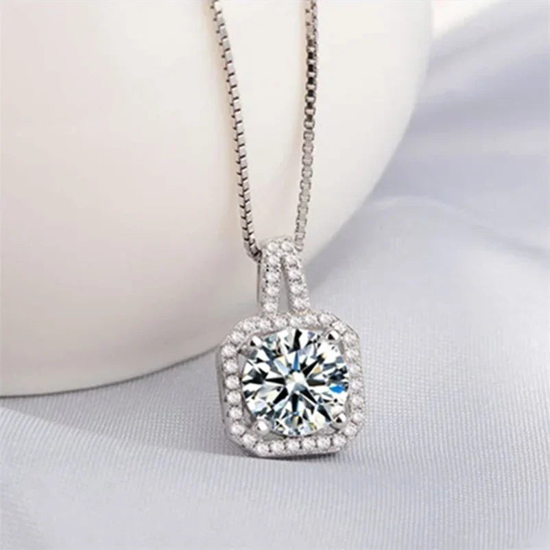 Square Stone Pendant Necklace