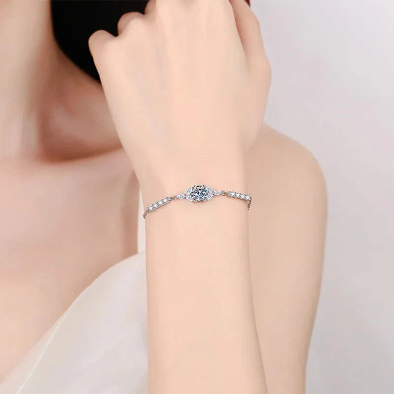 Moissanite Star Blossom Silver Bracelet