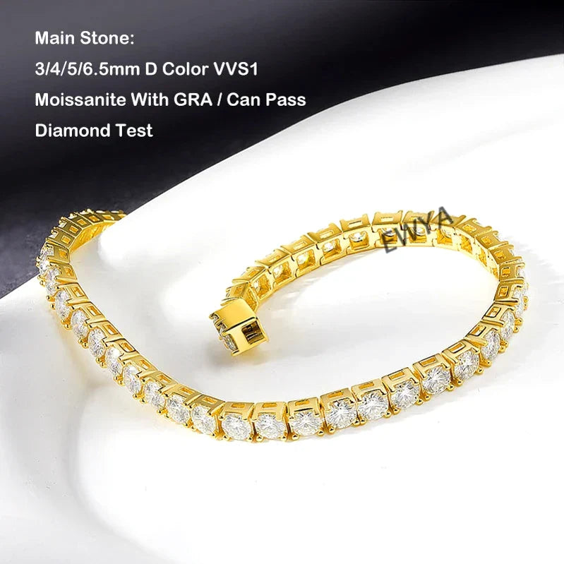 EWYA Moissanite Tennis Silver Bracele