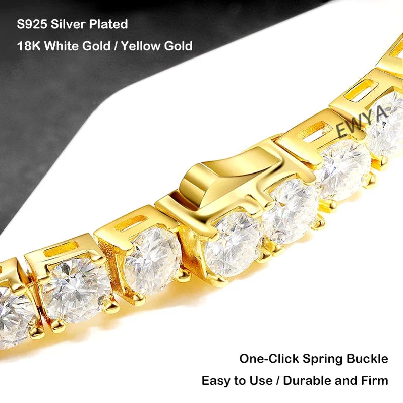 EWYA Moissanite Tennis Silver Bracele