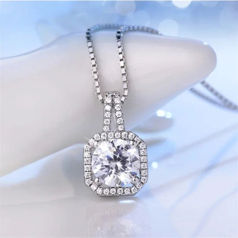 Square Stone Pendant Necklace