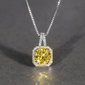 Square Stone Pendant Necklace