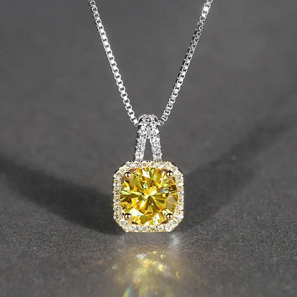 Square Stone Pendant Necklace