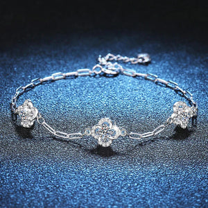 Moissanite Flower Chain Bracelet