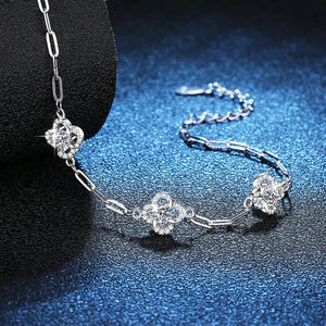 Moissanite Flower Chain Bracelet