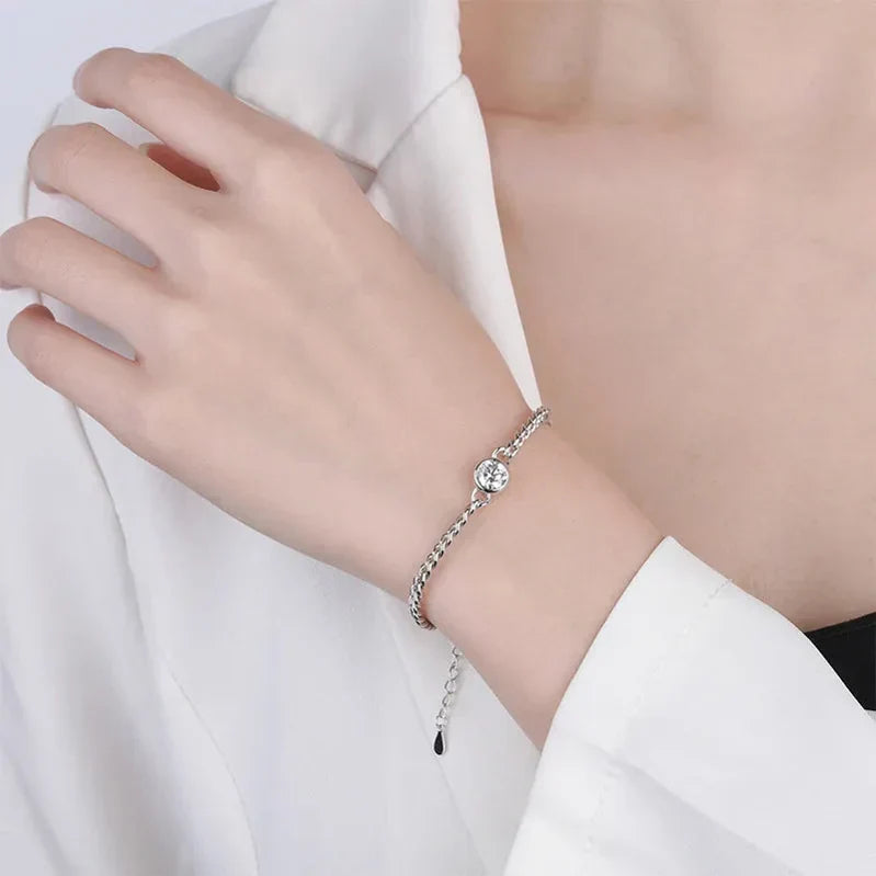 Moissanite Bubble Silver Bracelet
