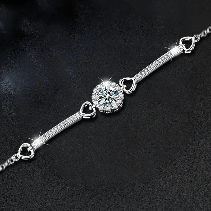 Silver Heart Snowflake Bracelet