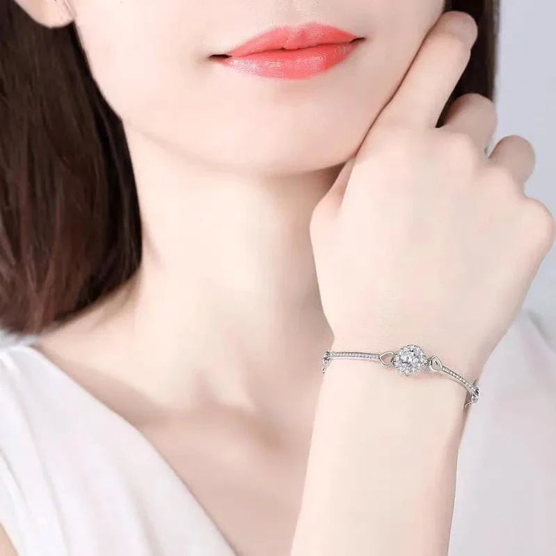 Silver Heart Snowflake Bracelet