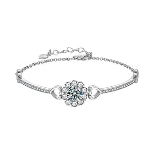 Silver Heart Snowflake Bracelet