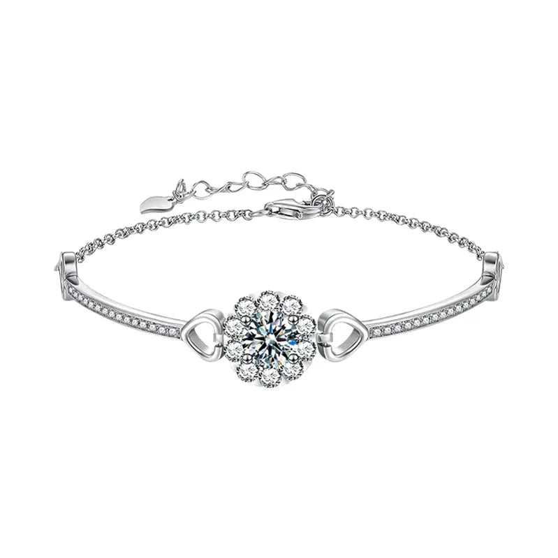 Silver Heart Snowflake Bracelet