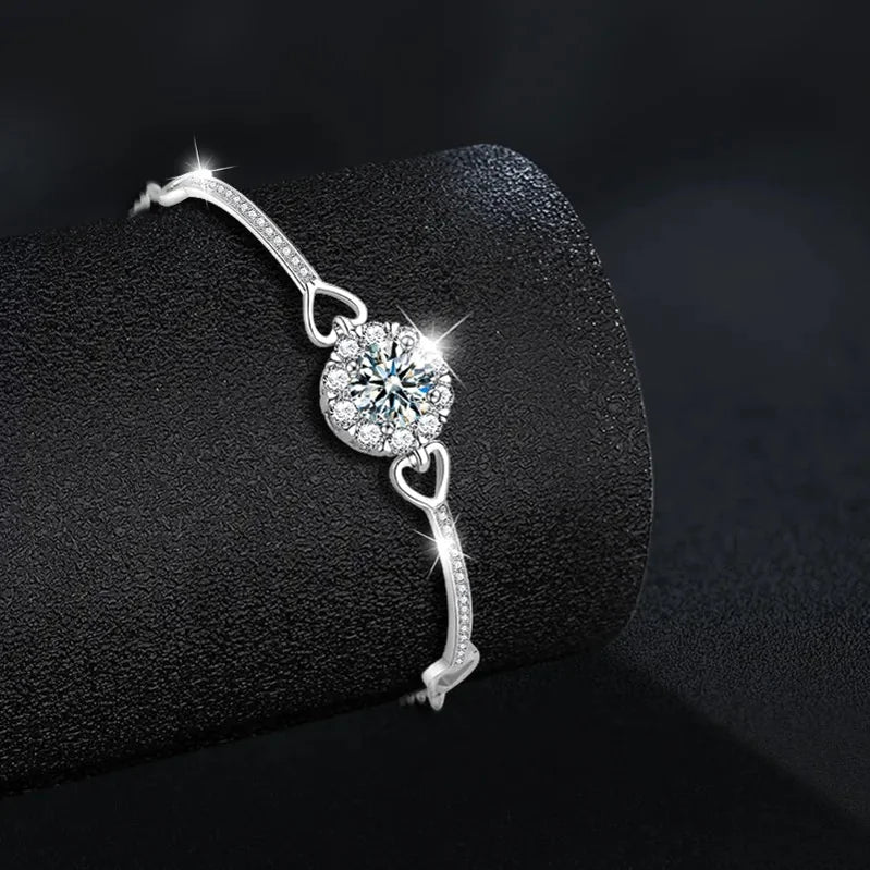 Silver Heart Snowflake Bracelet