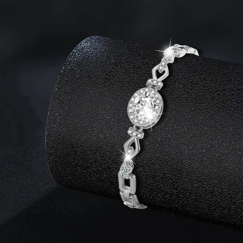 Oval Shaped Moissanite Silver Bracelet