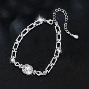 Oval Shaped Moissanite Silver Bracelet