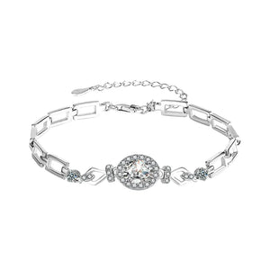 Oval Shaped Moissanite Silver Bracelet