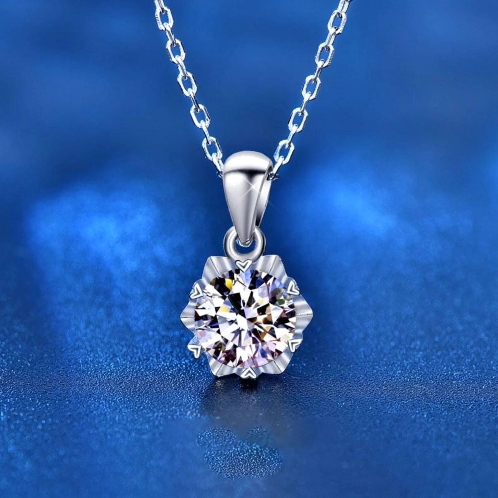 Moissanite Snowflake Silver Necklace