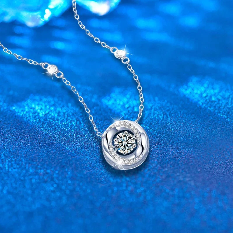 Elegant Moissanite Sterling Silver Pendant Necklace
