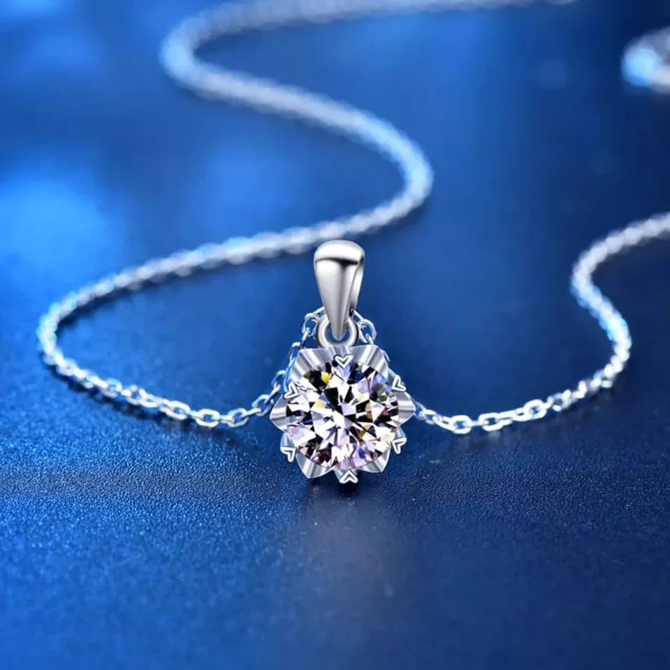 Moissanite Snowflake Silver Necklace