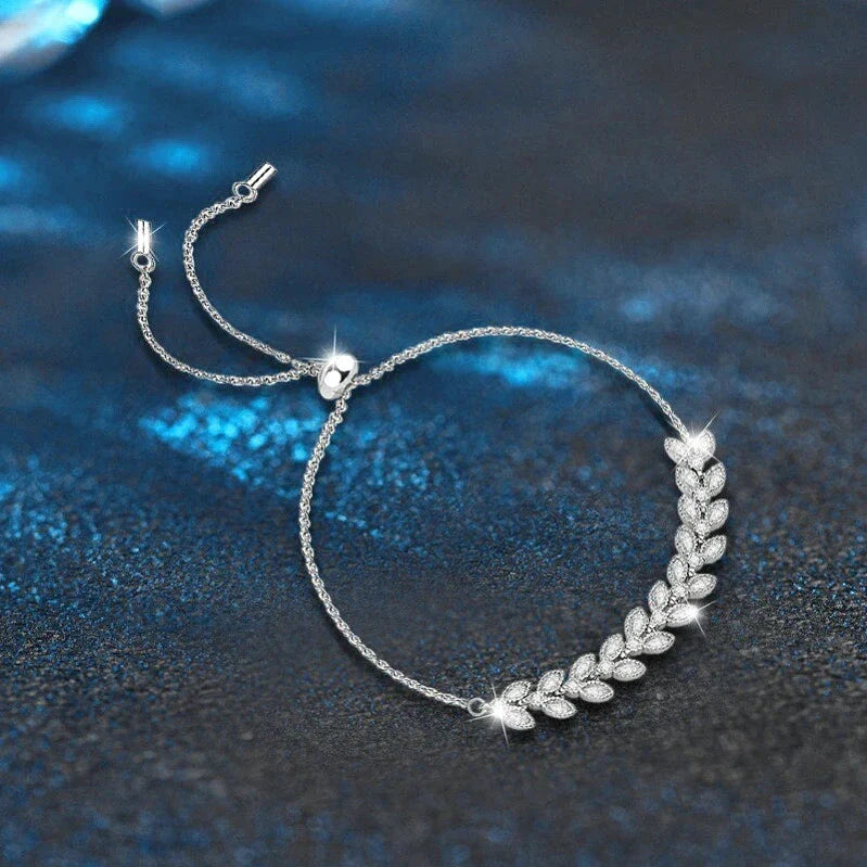 Sterling Silver Moissanite Leaves Bracelet