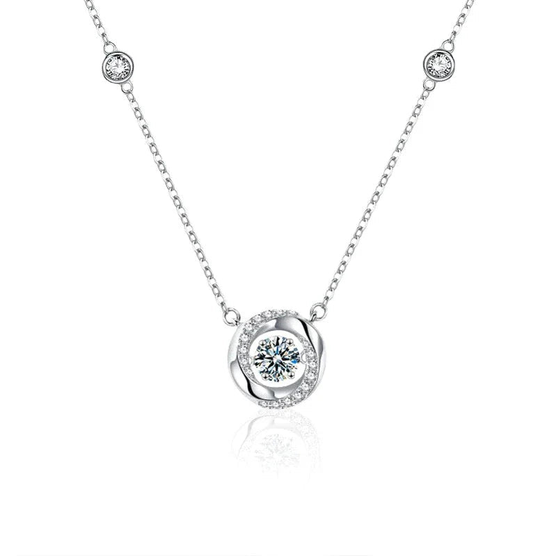 Elegant Moissanite Sterling Silver Pendant Necklace