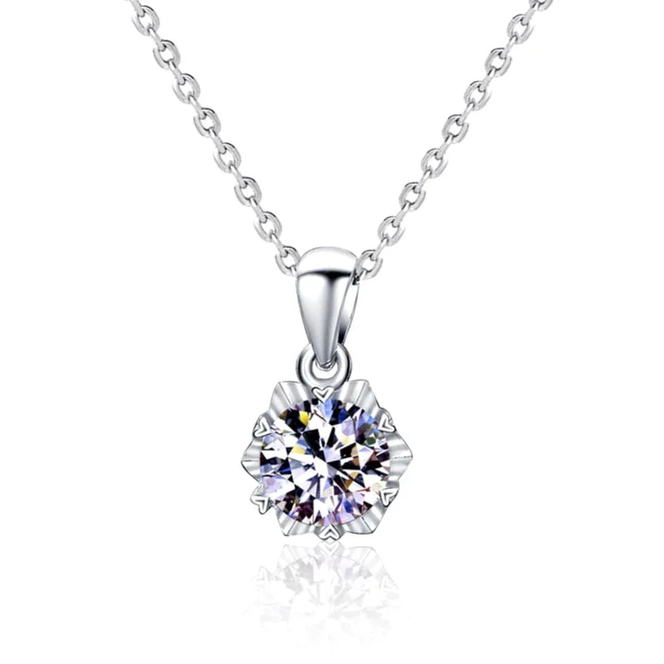 Moissanite Snowflake Silver Necklace
