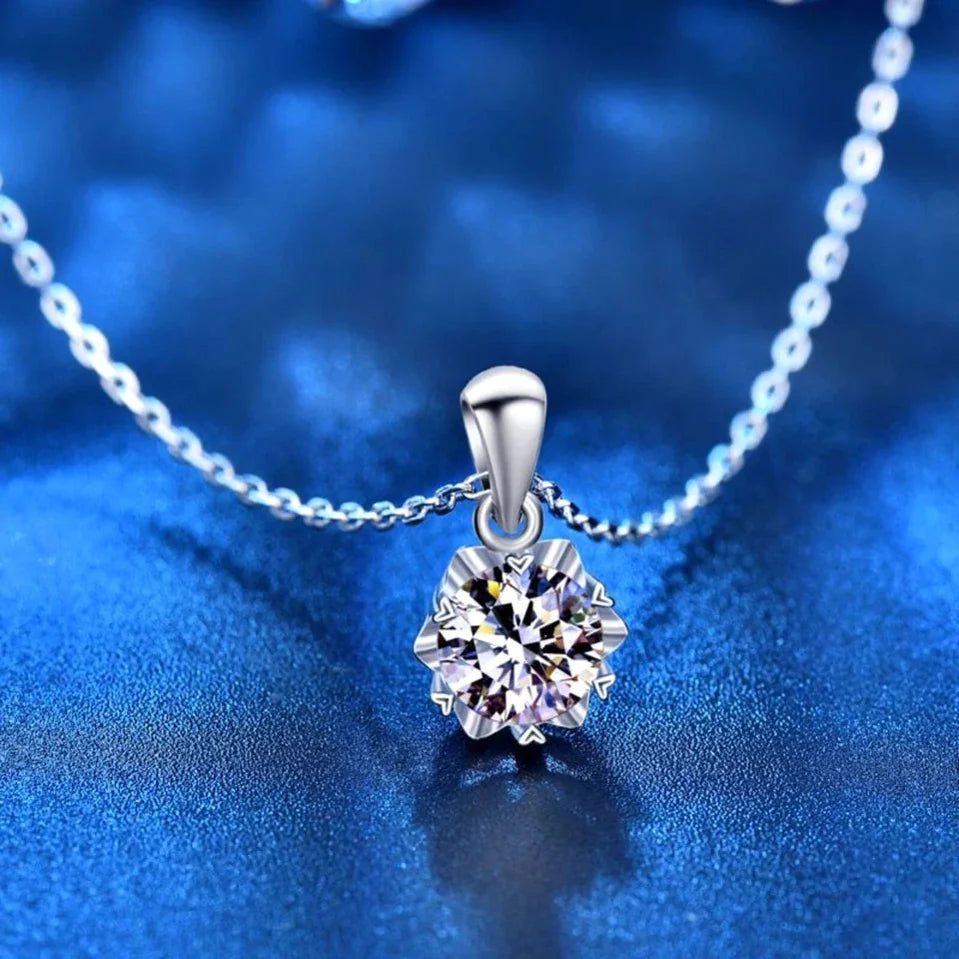 Moissanite Snowflake Silver Necklace