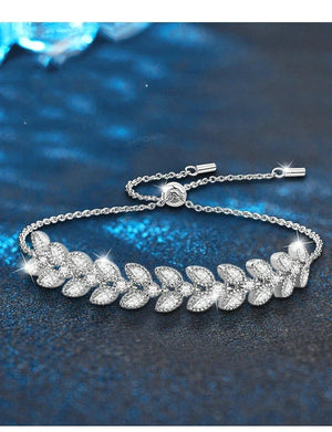 Sterling Silver Moissanite Leaves Bracelet